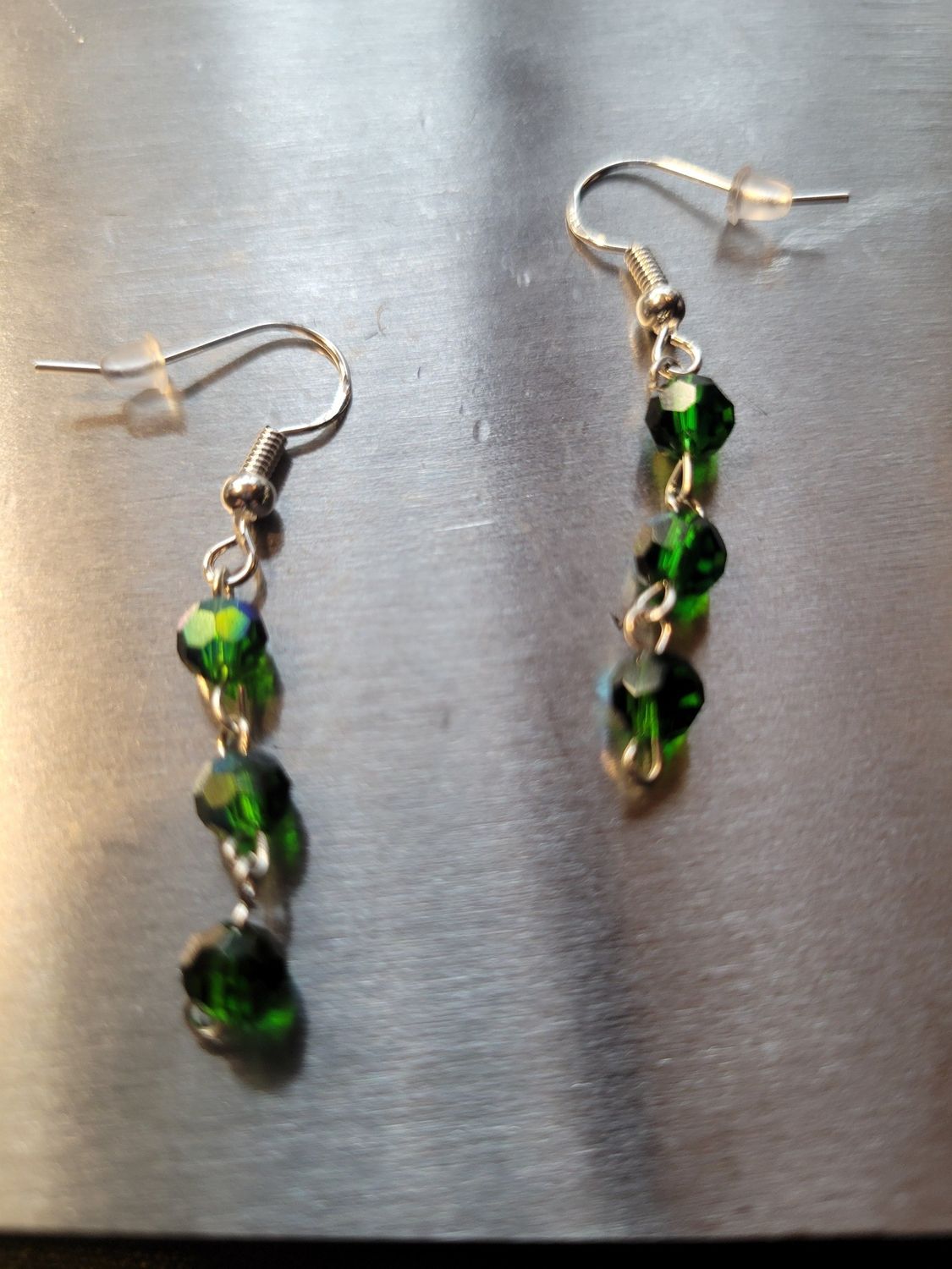 Judy&#39;s Hand-Designed Earrings- Not So Perfectly-Perfect Green Rosary Beads