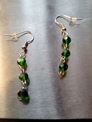 Judy&#39;s Hand-Designed Earrings- Not So Perfectly-Perfect Green Rosary Beads