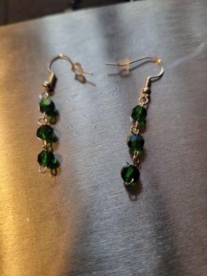Judy's Hand-Designed Earrings- Not So Perfectly-Perfect Green Rosary Beads