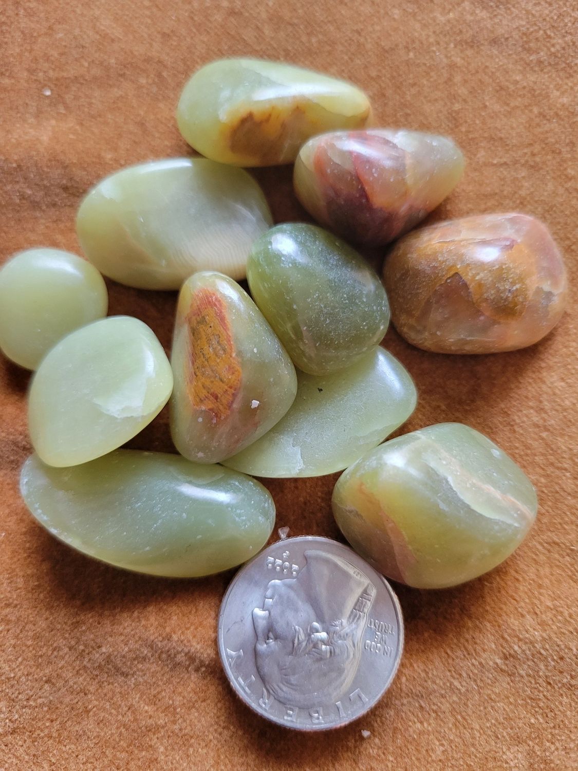 Crystal/Stone Individual Tumbled Green Aragonite (one piece) chosen for you