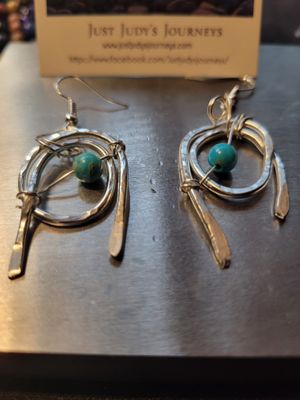 Judy&#39;s Hand-Designed Earrings- Not So Perfectly-Perfect- Dreamcatcher style with turquoise