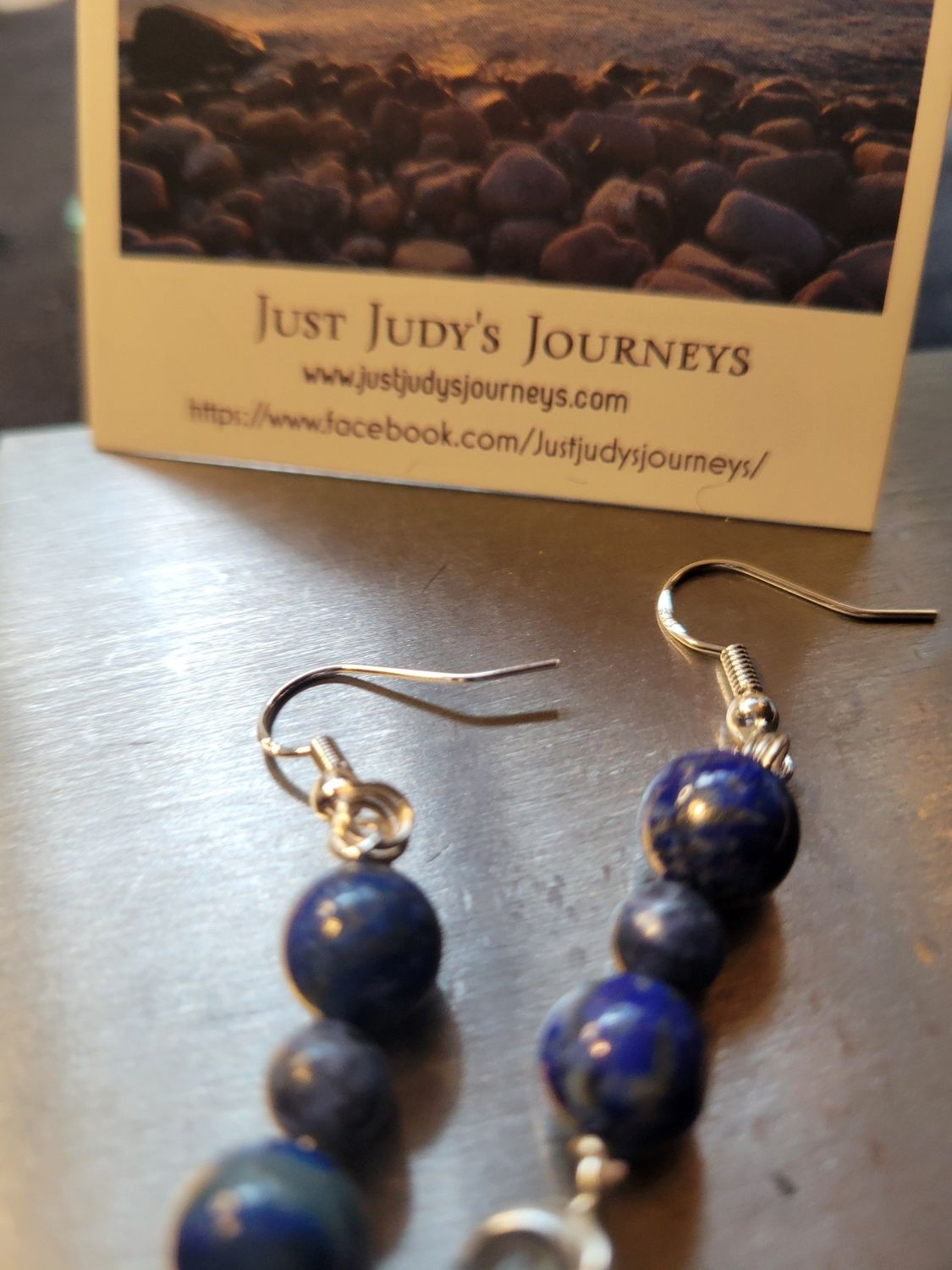 Judy&#39;s Hand-Designed Earrings- Not So Perfectly-Perfect -Lapis Lazuli &amp; Swirls