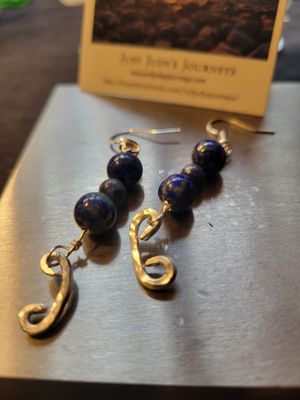 Judy's Hand-Designed Earrings- Not So Perfectly-Perfect -Lapis Lazuli &amp; Swirls