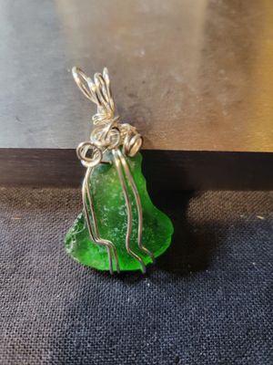 Pendant Ocean Glass Green (Bell Shape)  (Newfoundland) - Created by Judy