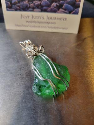 Pendant Ocean Glass Green (Bell Shape)  (Newfoundland) - Created by Judy