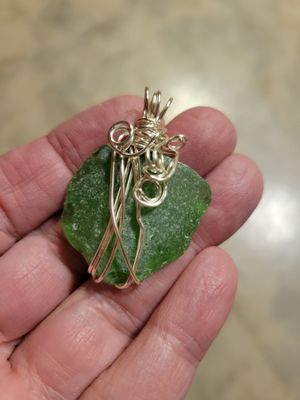 Pendant Ocean Glass Green  (Newfoundland) - Created by Judy