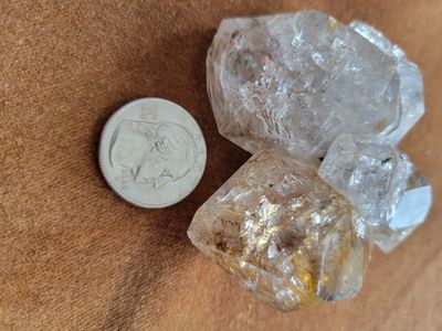 Crystal Herkimer AMAZING Cluster with Golden &amp; carbon