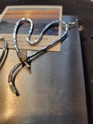 Judy's Hand-Designed Earrings- Not So Perfectly-Perfect -Hearts with Rose Quartz Bead