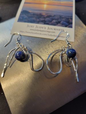 Judy&#39;s Hand-Designed Earrings- Not So Perfectly-Perfect -Light Gauge -&quot;Funky-Blue&quot; (Lapis)