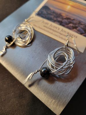 Judy's Hand-Designed Earrings- Not So Perfectly-Perfect -Light Gauge -"Rope" with Hematite