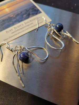 Judy's Hand-Designed Earrings- Not So Perfectly-Perfect -Light Gauge -"Funky-Blue" (Lapis)