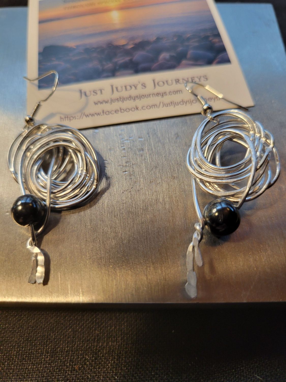 Judy&#39;s Hand-Designed Earrings- Not So Perfectly-Perfect -Light Gauge -&quot;Rope&quot; with Hematite