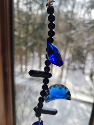 Wall Hanging/ Window Hanging/Light Catcher- Blue Moon &amp; Lapis Lazuli