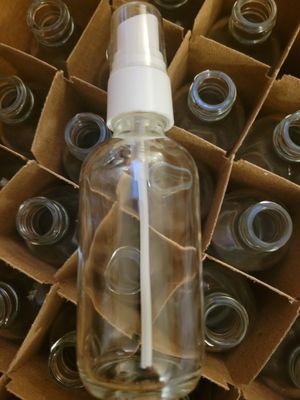 Bottle Clear Glass with White Mist top (2 ozs)