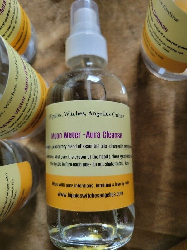 Judy&#39;s Moon Water- Aura Cleanse- 4oz glass bottle