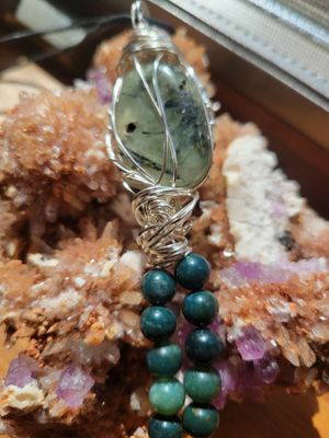 Pendant Green Prehnite- Heart Centered Consciousness-Chakra-Created by Judy
