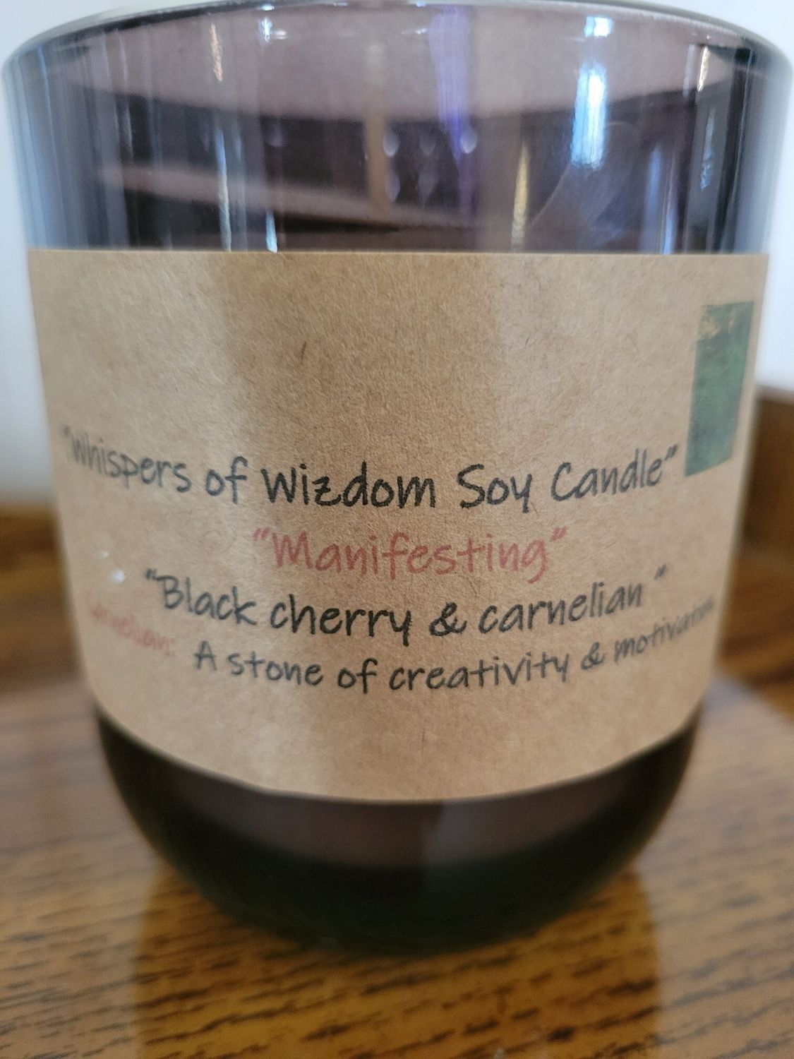 Judy&#39;s Soy Candle -Manifesting -Black Cherry(LARGE) Smokey Vessel