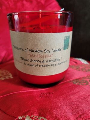Judy&#39;s Soy Candle -Manifesting -Black Cherry(LARGE) Red Vessel