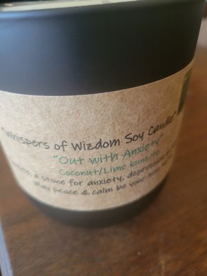 Judy&#39;s Soy Candle -Out with Anxiety-Coconut/Lime (LARGE) Black Vessel