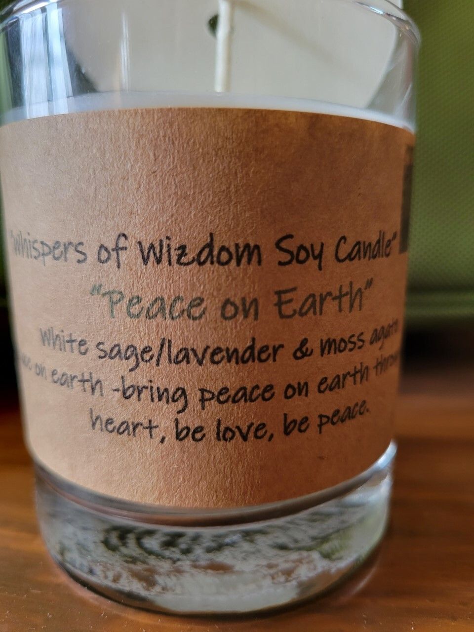 Judy&#39;s Soy Candle -Peace on Earth-White sage/lavender