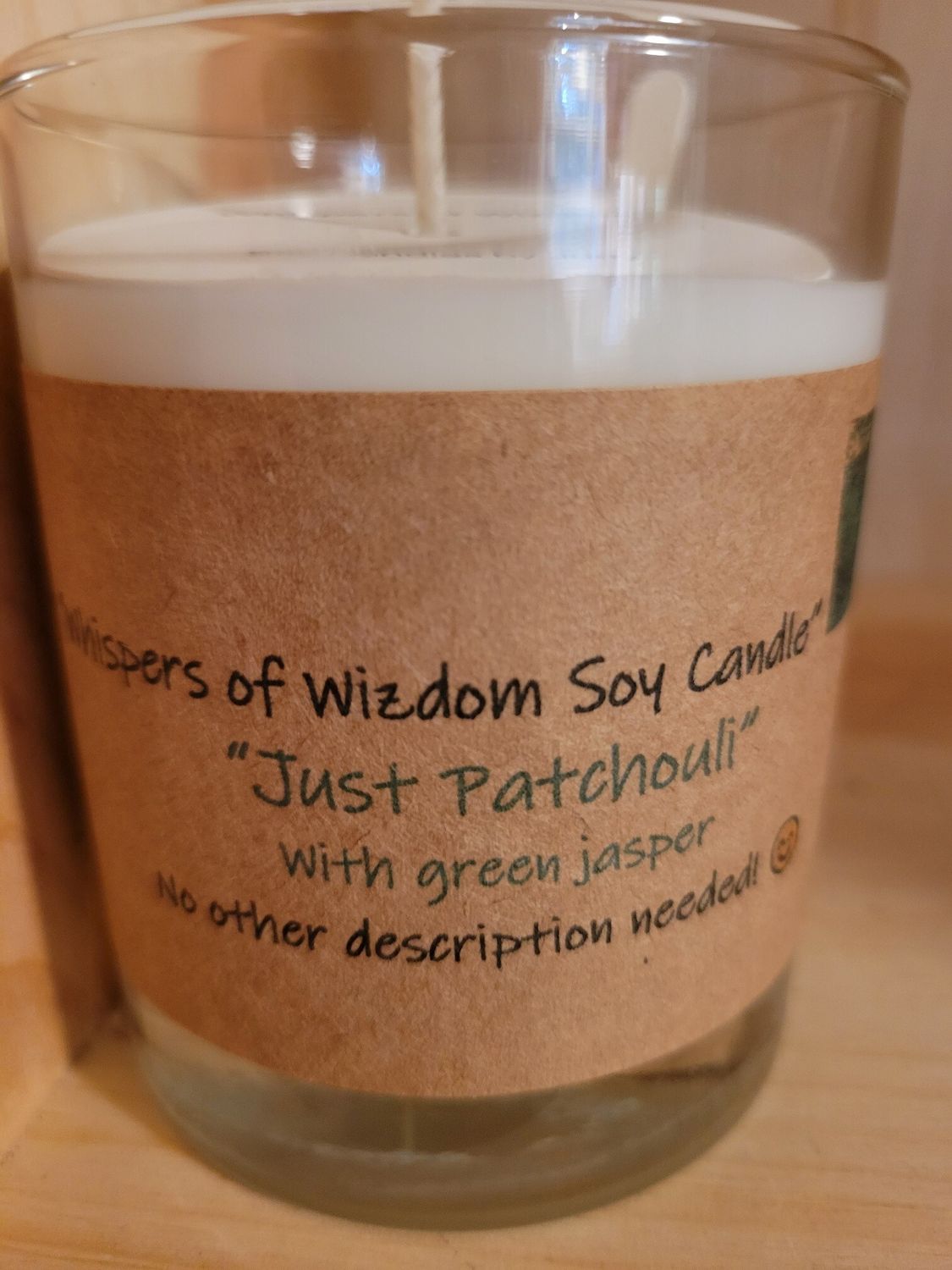 Judy&#39;s Soy Candle -Just Patchouli -with Green Jasper