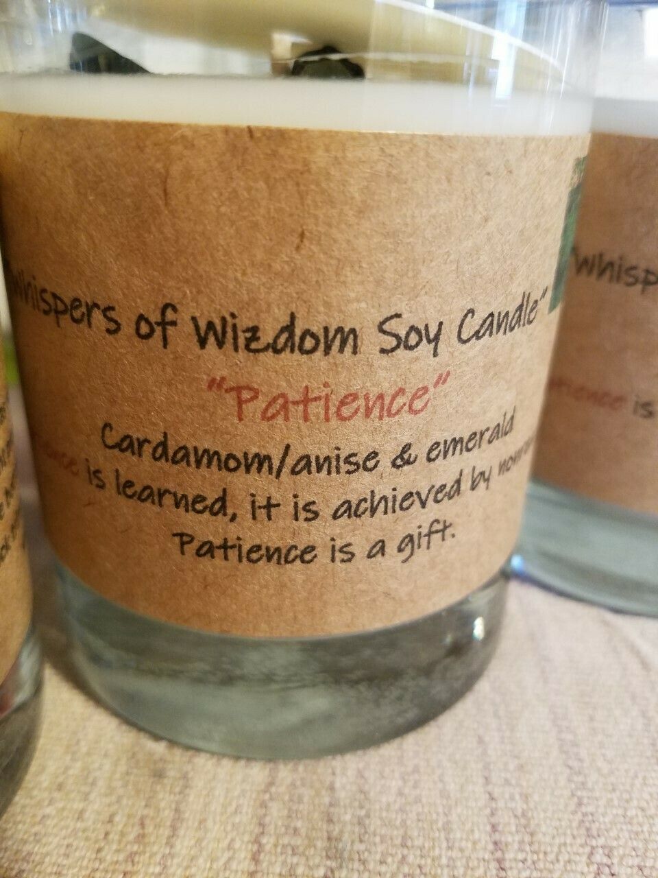 Judy&#39;s Soy Candle -Patience-Cardamom/Anise(this batch unscented)