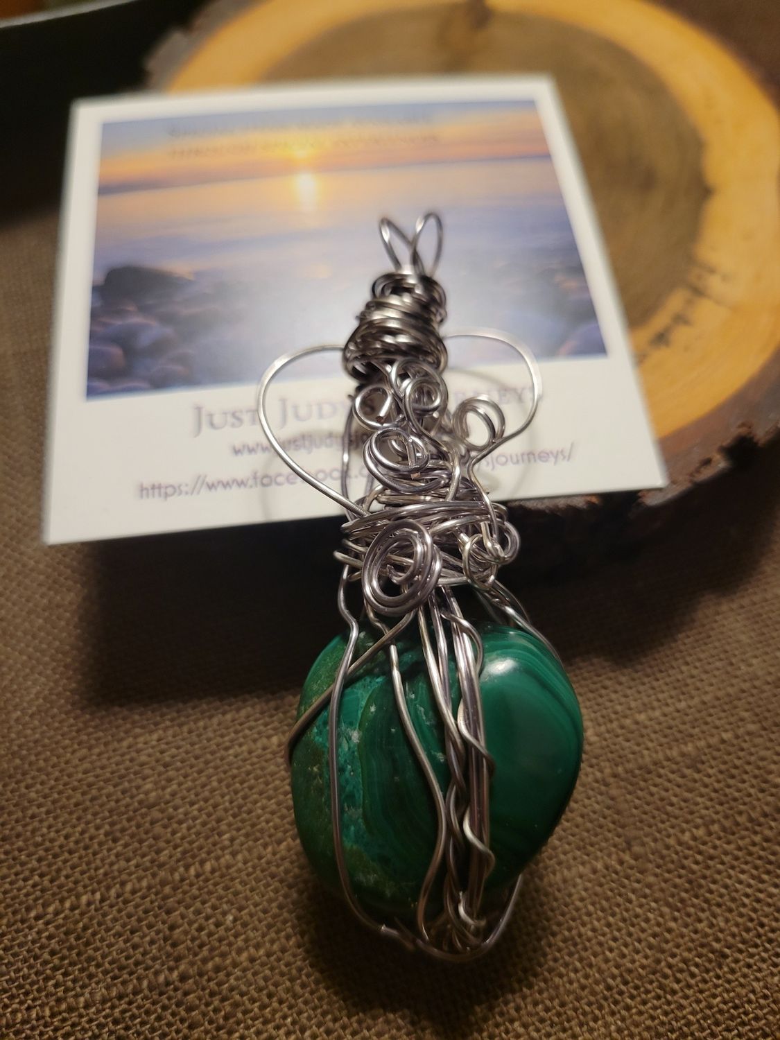 Pendant Malachite &quot;Complexities of the Heart&quot;  - Created by Judy