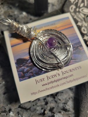 Pendant Wired Labyrinth-Healing Intentions-Hammered