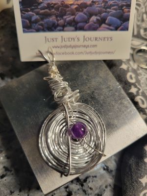 Pendant Wired Labyrinth-Healing Intentions-Hammered