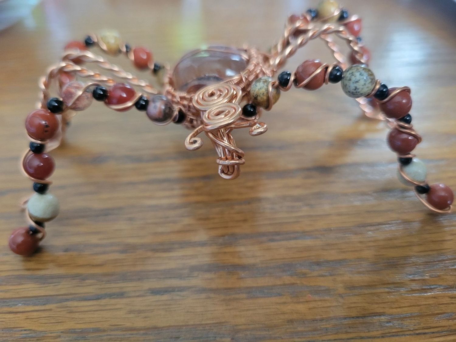 Crystal Spider-Large:  Created by Janelle- Carnelian, Red &amp; Ocean Jasper, Black Obsidian