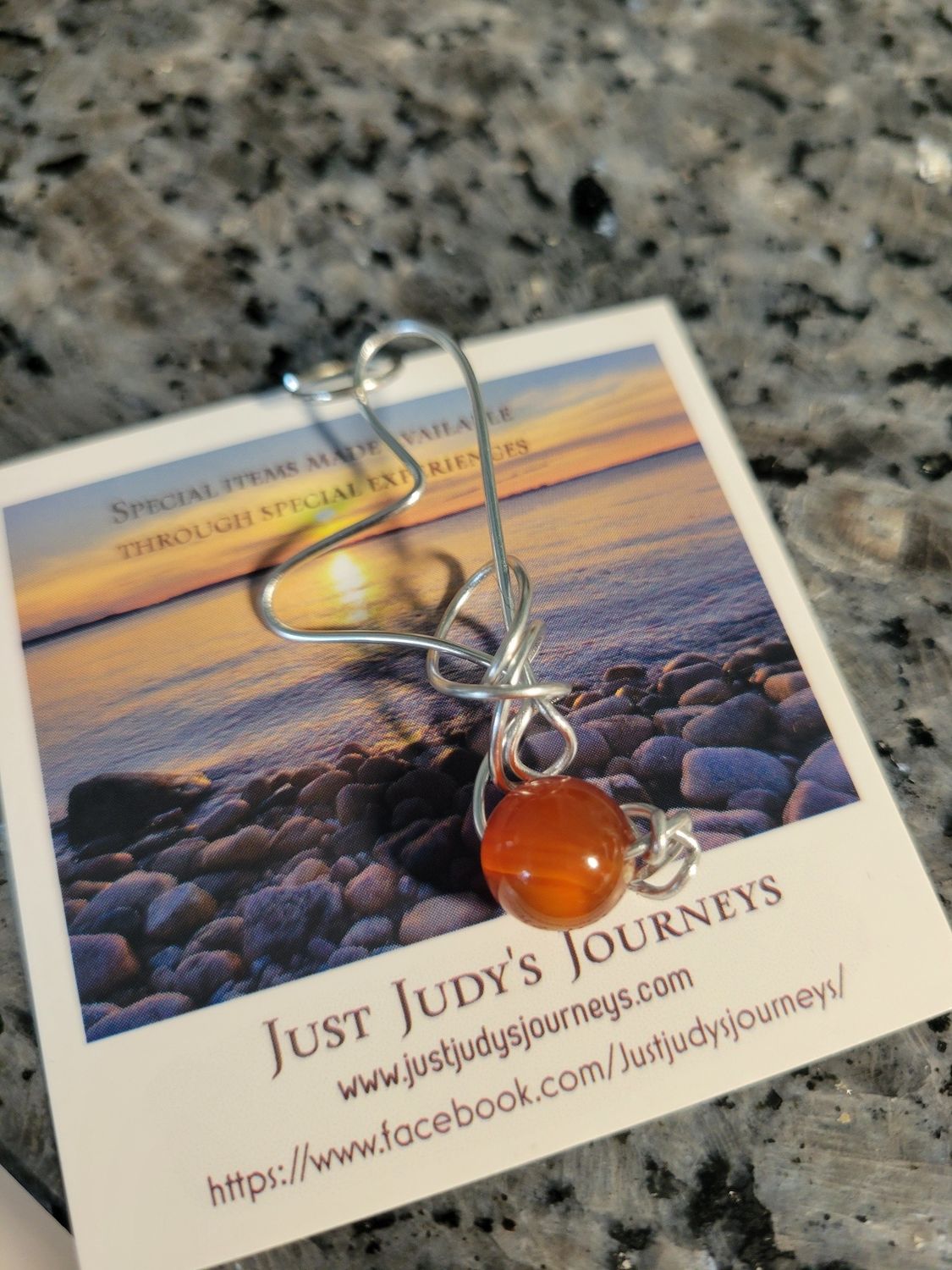 Pendant Wired Heart-Carnelian- Be Passionate about LIFE