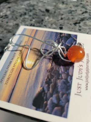 Pendant Wired Heart-Carnelian- Be Passionate about LIFE