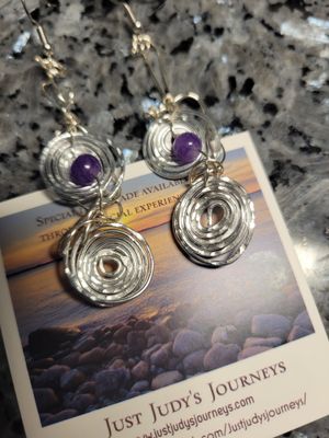 Judy's Hand-Designed Earrings- Not So Perfectly-Perfect-Amethyst Spirals (WERE $45)