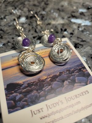 Judy&#39;s Hand-Designed Earrings- Not So Perfectly-Perfect-Amethyst Spirals