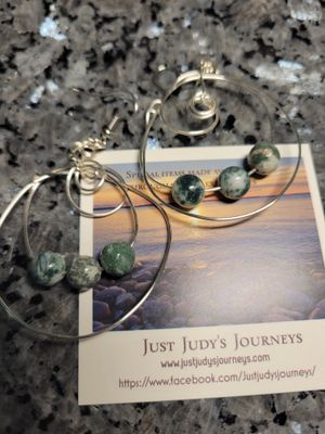 Judy's Hand-Designed Earrings- Not So Perfectly-Perfect -Hoops &amp; Tree Agate