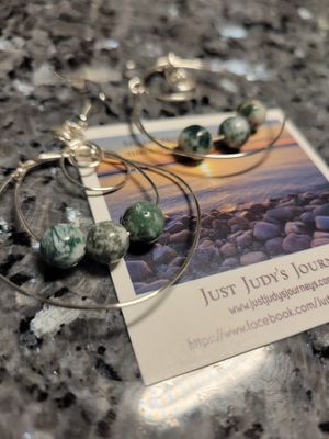 Judy&#39;s Hand-Designed Earrings- Not So Perfectly-Perfect -Hoops &amp; Tree Agate