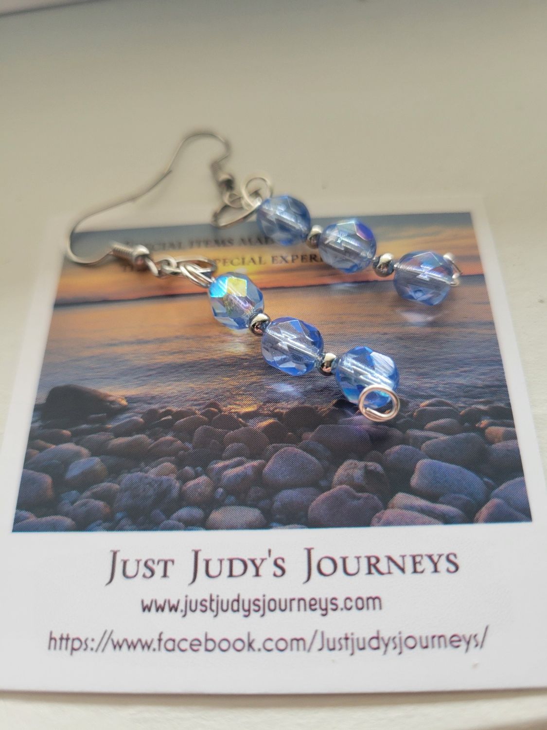 Judy&#39;s Hand-Designed Earrings- Not So Perfectly-Perfect Light Blue Rosary Beads