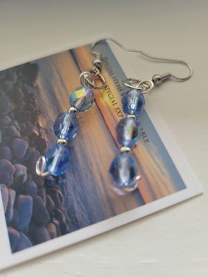 Judy's Hand-Designed Earrings- Not So Perfectly-Perfect Light Blue Rosary Beads