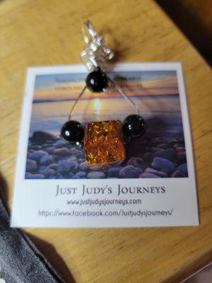 Pendant Baltic Amber &amp; Black Tourmaline - Created by Judy