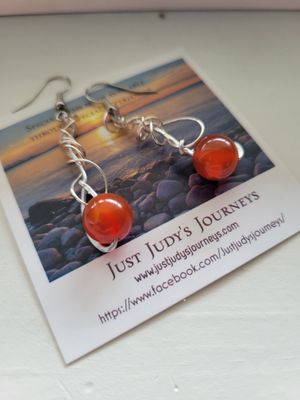 Judy's Hand-Designed Earrings- Not So Perfectly-Perfect -Carnelian WERE $33.00