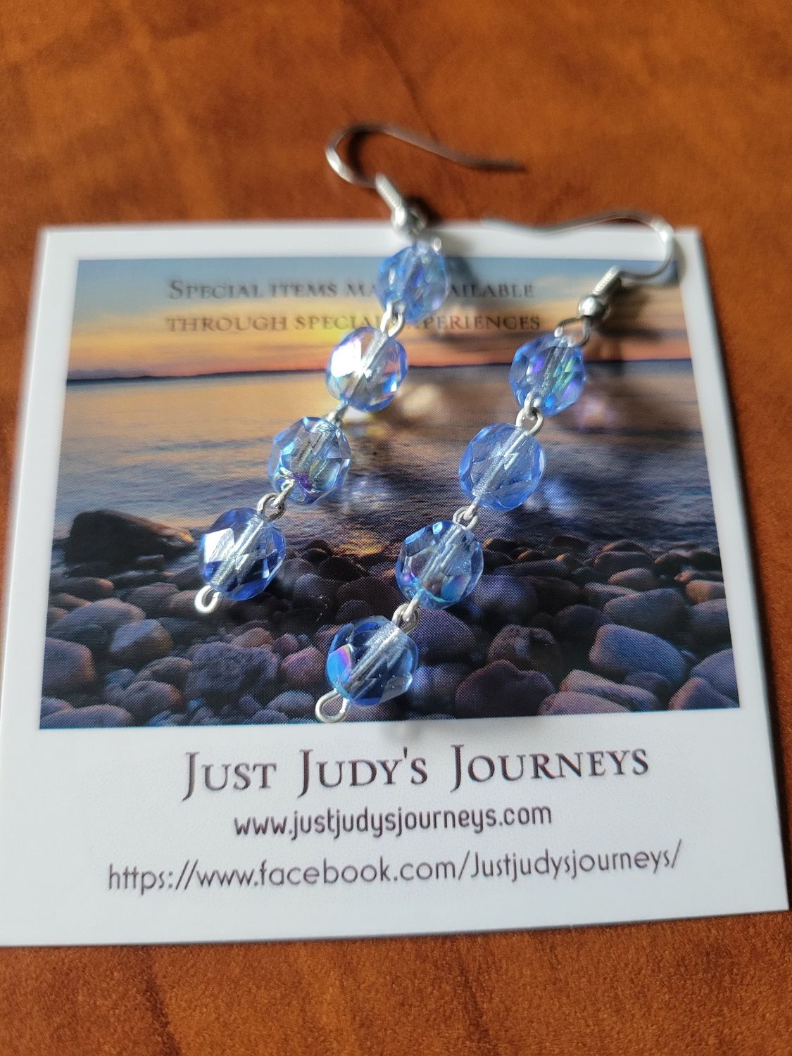 Judy&#39;s Hand-Designed Earrings- Not So Perfectly-Perfect Light Blue Rosary Beads