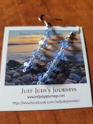 Judy&#39;s Hand-Designed Earrings- Not So Perfectly-Perfect Light Blue Rosary Beads