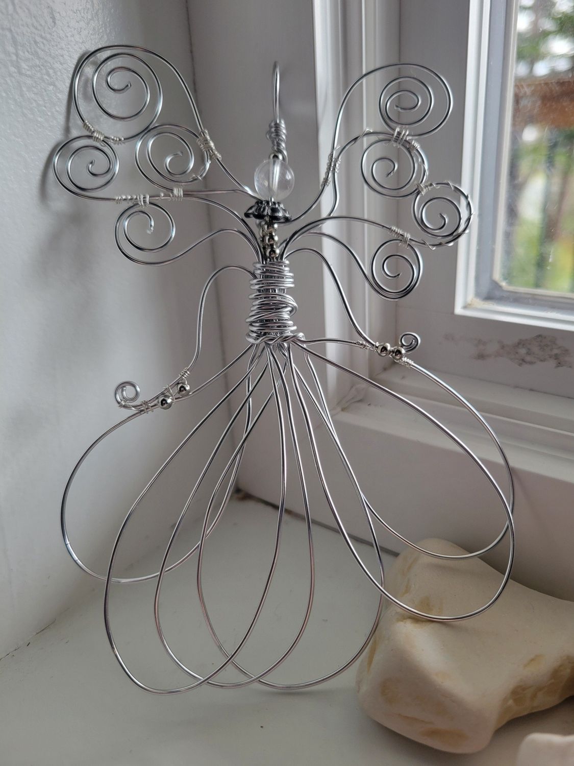 Angel-Wired &amp; Clear Quartz- Window Piece/ Vehicle Angel -Created by Janelle