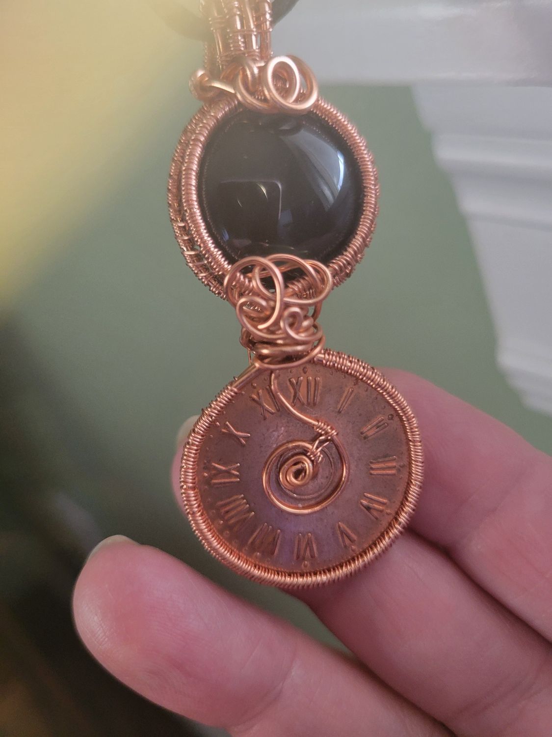 Pendant Time Piece-Black Onyx/Copper- Created by Janelle