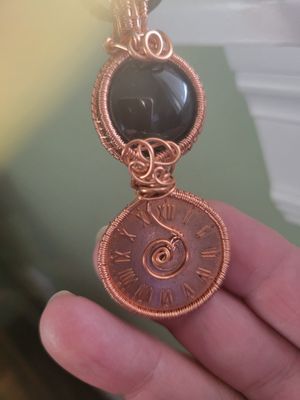 Pendant Time Piece-Black Onyx/Copper- Created by Janelle