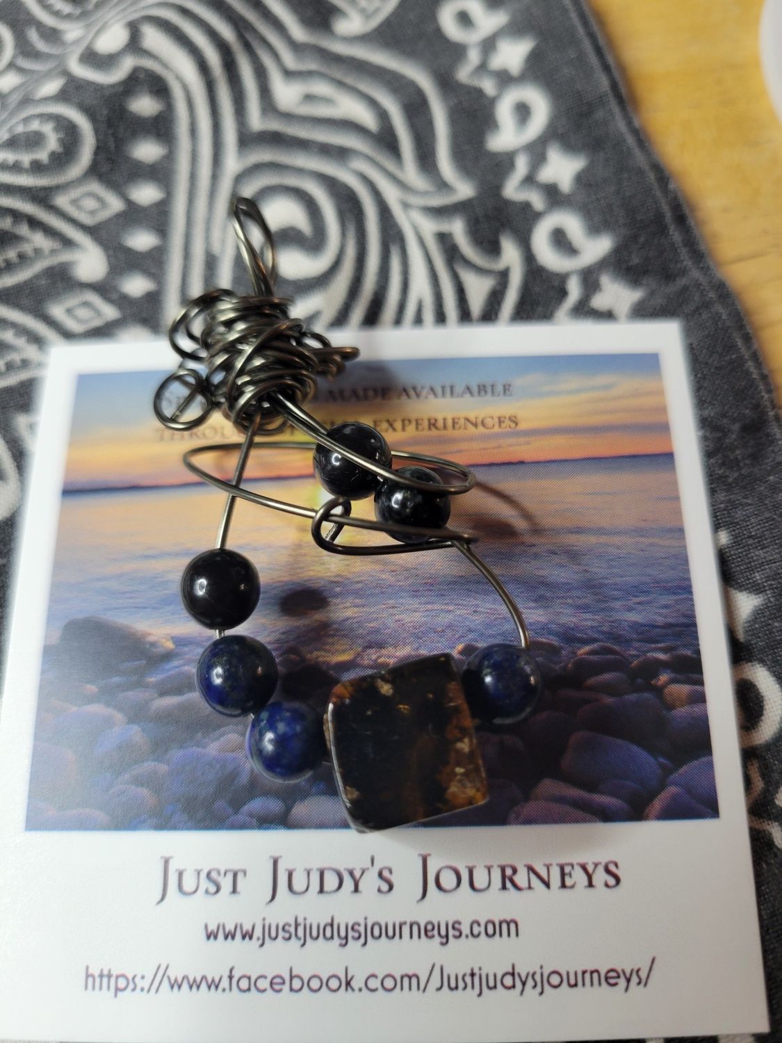 Pendant Baltic Amber/Black Tourmaline &amp; Lapis Lazuli - Created by Judy