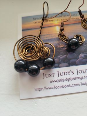 Judy&#39;s Hand-Designed Earrings/Pendant Set- Black Tourmaline
