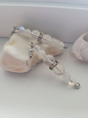 Earrings Quartz/Rainbow Moonstone-Created  By Janelle