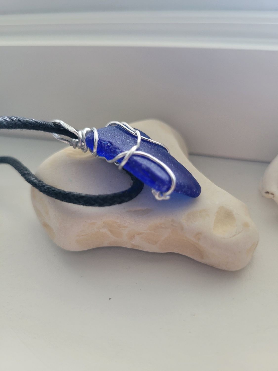 Pendant Blue Sea Glass - Created by Janelle