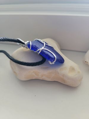 Pendant Blue Sea Glass - Created by Janelle